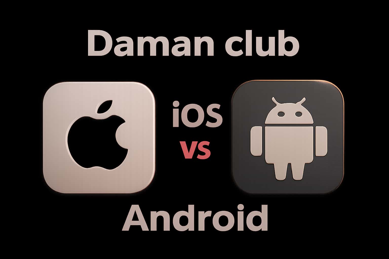 Informational graphic comparing Daman club features on iOS and Android platforms.