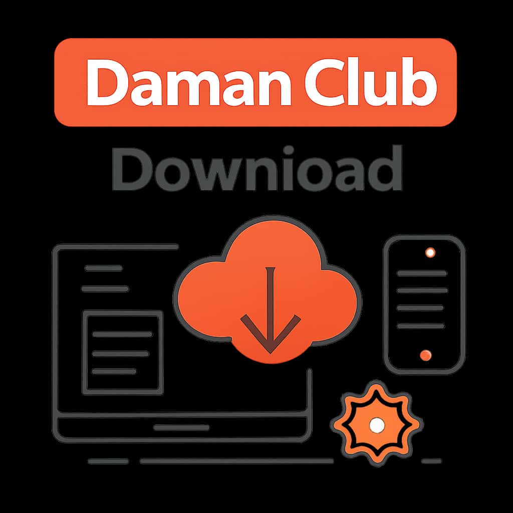 An illustration explaining the Daman club Download process.