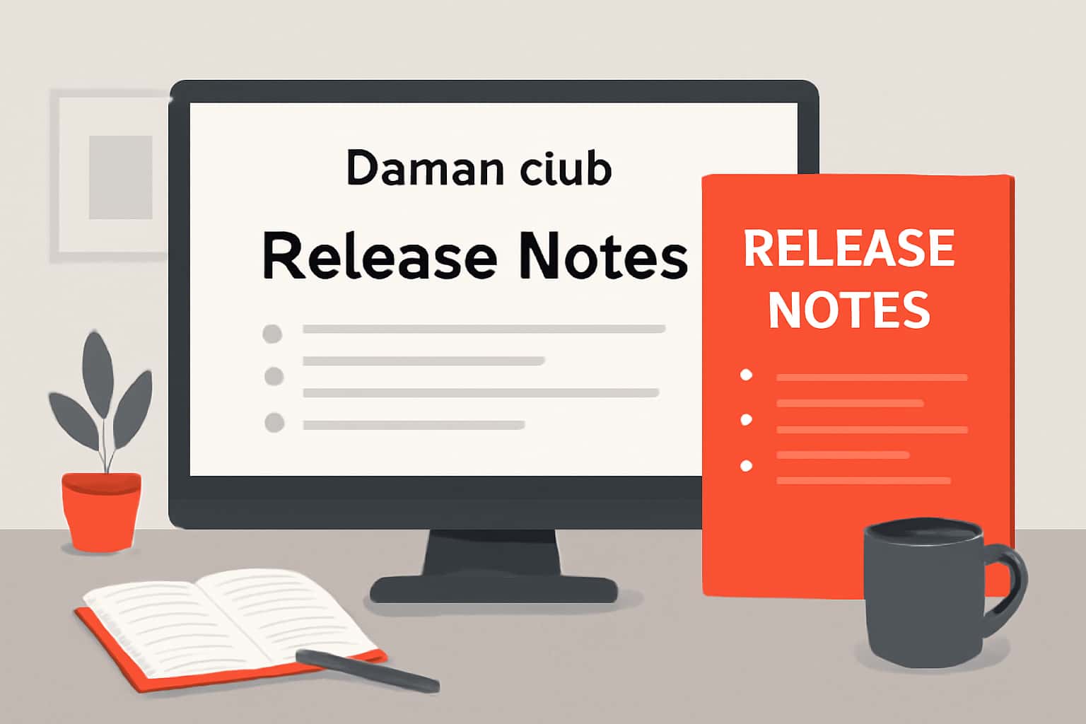 An informational layout featuring Daman club Release Notes with clear visibility of the app name.