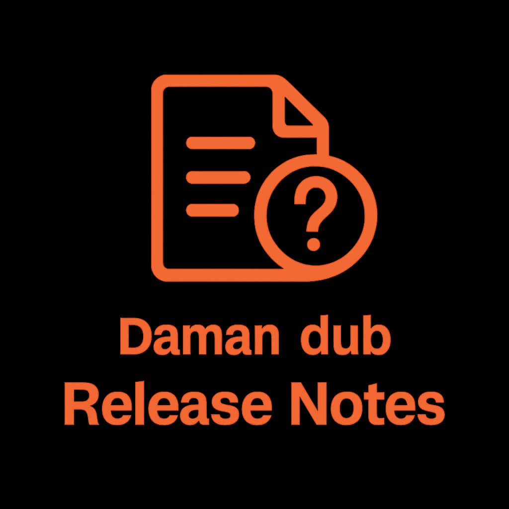 A simple badge illustrating Daman club Release Notes, showcasing the app in a professional manner.
