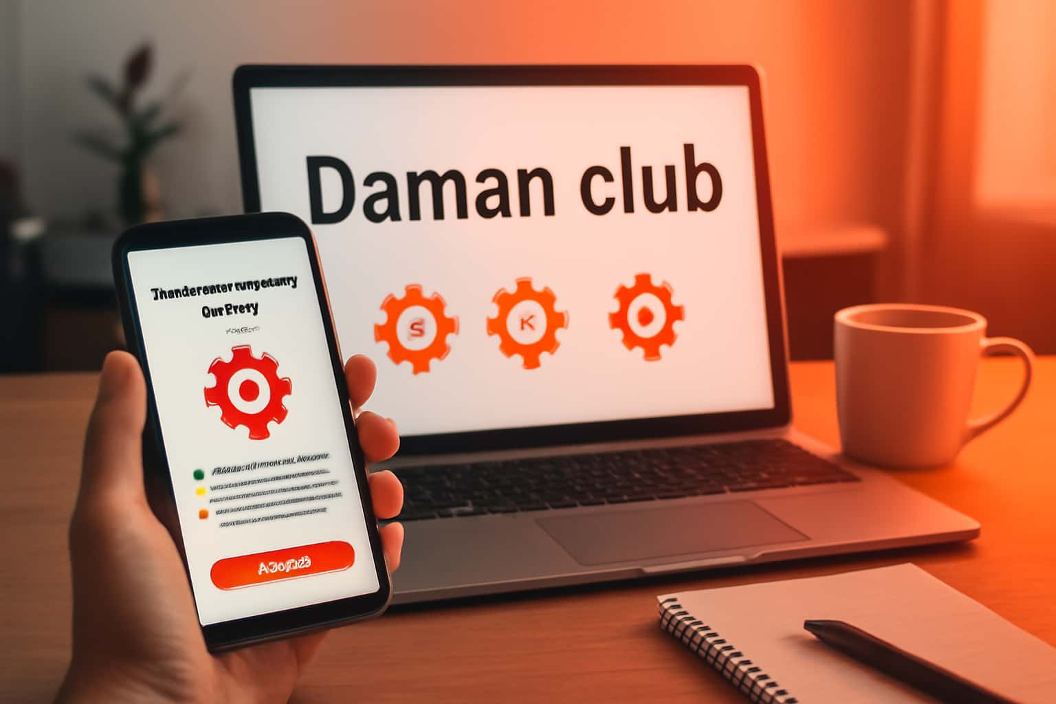 A scene depicting the Troubleshooting App for Daman club with informative elements.